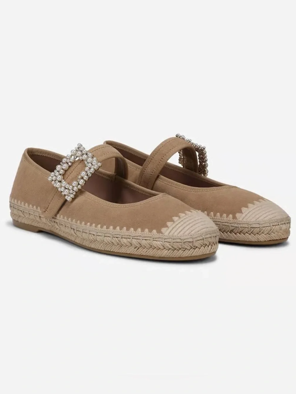 Naturalizer Java Mary Jane Suede Espadrille Flats Dune Dust Size 7.5 NWOB